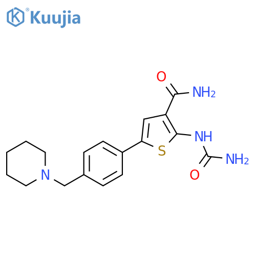 3-Thiophenecarboxamide,2-[(aminocarbonyl)amino]-5-[4-(1-piperidinylmethyl)phenyl]- structure