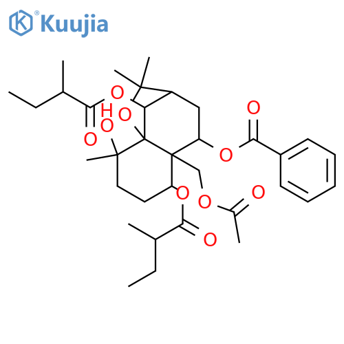 1,4,6,9,14-Pentahydroxydihydro-β-agarofuran; (1α,4β,6β,9α)-form, 9-Benzoyl, 1,6-bis-O-(2-methylbutanoyl), 14-Ac structure