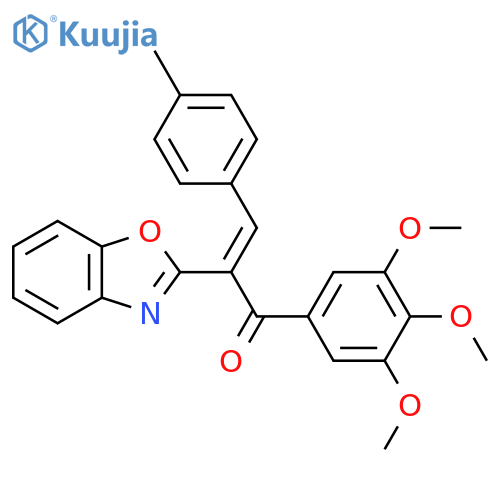 (2E)-2-(1,3-benzoxazol-2-yl)-3-(4-methylphenyl)-1-(3,4,5-trimethoxyphenyl)prop-2-en-1-one structure