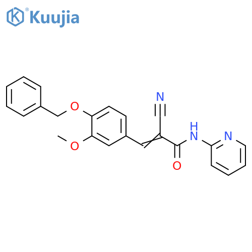 (2E)-3-4-(benzyloxy)-3-methoxyphenyl-2-cyano-N-(pyridin-2-yl)prop-2-enamide structure