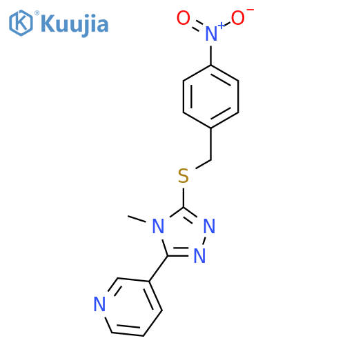 3-(4-methyl-5-{(4-nitrophenyl)methylsulfanyl}-4H-1,2,4-triazol-3-yl)pyridine structure