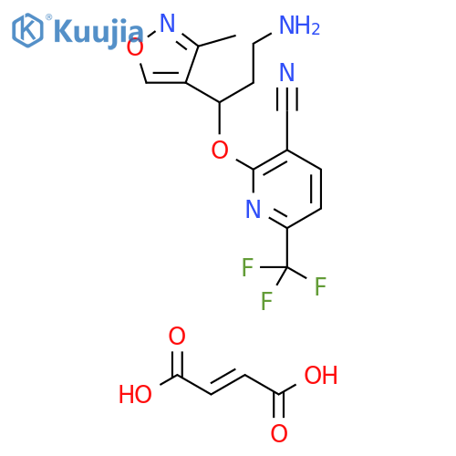 3-Pyridinecarbonitrile,2-[3-amino-1-(3-methyl-4-isoxazolyl)propoxy]-6-(trifluoromethyl)-,(2E)-2-butenedioate structure