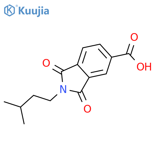 2-(3-methylbutyl)-1,3-dioxo-2,3-dihydro-1H-isoindole-5-carboxylic acid structure