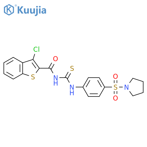 3-(3-chloro-1-benzothiophene-2-carbonyl)-1-4-(pyrrolidine-1-sulfonyl)phenylthiourea structure