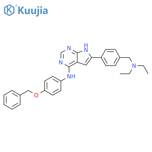 1H-Pyrrolo[2,3-d]pyrimidin-4-amine,6-[4-[(diethylamino)methyl]phenyl]-N-[4-(phenylmethoxy)phenyl]- structure