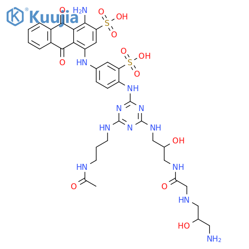 2-Anthracenesulfonic acid,4-[[4-[[4-[[3-(acetylamino)propyl]amino]-6-[[3-[[[(3-amino-2-hydroxypropyl)amino]acetyl]amino]-2-hydroxypropyl]amino]-1,3,5-triazin-2-yl]amino]-3-sulfophenyl]amino]-1-amino-9,10-dihydro-9,10-dioxo- structure