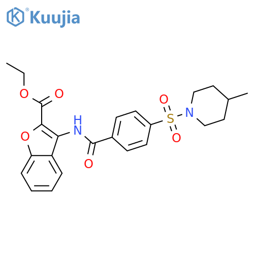 ethyl 3-{4-(4-methylpiperidin-1-yl)sulfonylbenzamido}-1-benzofuran-2-carboxylate structure