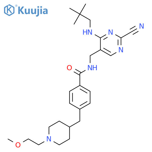 Benzamide,N-[[2-cyano-4-[(2,2-dimethylpropyl)amino]-5-pyrimidinyl]methyl]-4-[[1-(2-methoxyethyl)-4-piperidinyl]methyl]- structure