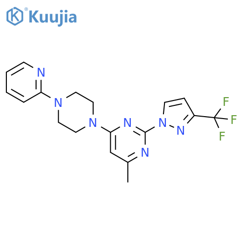 Pyrimidine,4-methyl-6-[4-(2-pyridinyl)-1-piperazinyl]-2-[3-(trifluoromethyl)-1H-pyrazol-1-yl]- structure