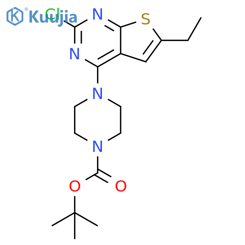 1-Piperazinecarboxylic acid,4-(2-chloro-6-ethylthieno[2,3-d]pyrimidin-4-yl)-, 1,1-dimethylethyl ester structure