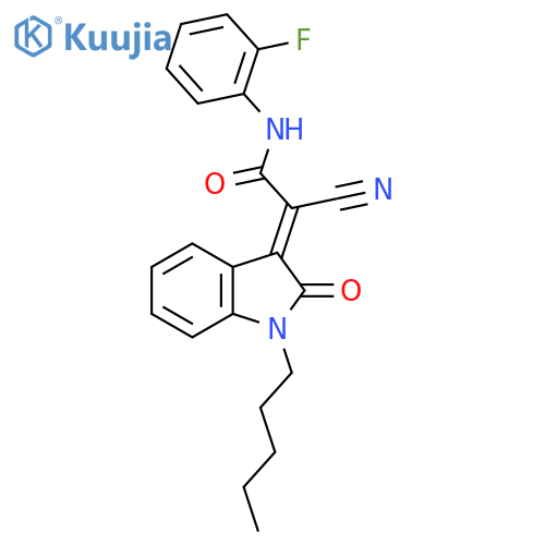 2-cyano-N-(2-fluorophenyl)-2-(2-oxo-1-pentyl-2,3-dihydro-1H-indol-3-ylidene)acetamide structure