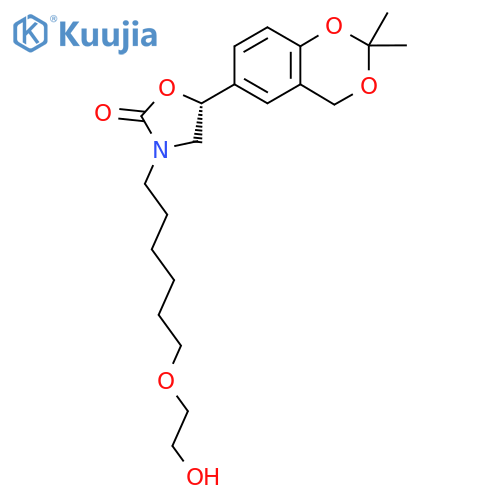 (5R)-5-(2,2-Dimethyl-4H-1,3-benzodioxin-6-yl)-3-{6-[2-hydroxyethoxy]hexyl}-1,3-oxazolidin-2-one structure