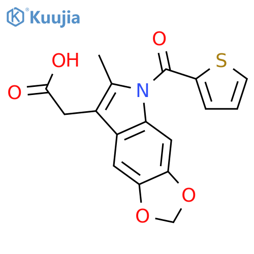 [6-methyl-5-(thiophen-2-ylcarbonyl)-5H-[1,3]dioxolo[4,5-f]indol-7-yl]acetic acid structure