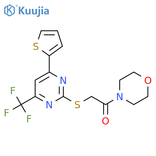 1-(morpholin-4-yl)-2-{4-(thiophen-2-yl)-6-(trifluoromethyl)pyrimidin-2-ylsulfanyl}ethan-1-one structure