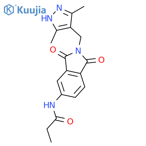 N-(2-((3,5-dimethyl-1H-pyrazol-4-yl)methyl)-1,3-dioxoisoindolin-5-yl)propionamide structure