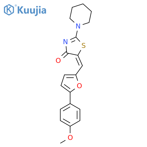 (5E)-5-{5-(4-methoxyphenyl)furan-2-ylmethylidene}-2-(piperidin-1-yl)-4,5-dihydro-1,3-thiazol-4-one structure