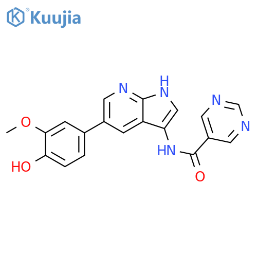 5-Pyrimidinecarboxamide,N-[5-(4-hydroxy-3-methoxyphenyl)-1H-pyrrolo[2,3-b]pyridin-3-yl]- structure