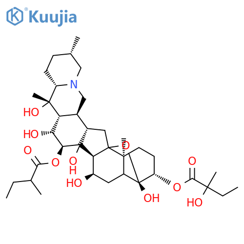 Cevane-3,4,7,14,15,16,20-heptol,4,9-epoxy-, 3-[(2S)-2-hydroxy-2-methylbutanoate] 15-[(2R)-2-methylbutanoate],(3b,4a,7a,15a,16b)- structure