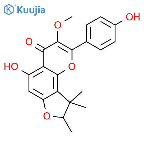 5-hydroxy-2-(4-hydroxy-phenyl)-3-methoxy-8,9,9-trimethyl-8,9-dihydro-furo[2,3-h]chromen-4-one structure