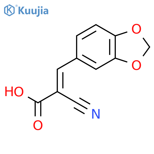 (2Z)-3-(2H-1,3-benzodioxol-5-yl)-2-cyanoprop-2-enoic acid structure
