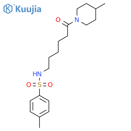 4-methyl-N-6-(4-methylpiperidin-1-yl)-6-oxohexylbenzene-1-sulfonamide structure