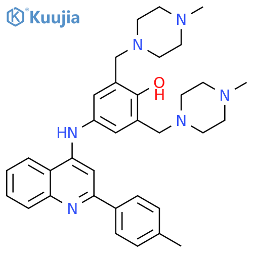 Phenol,4-[[2-(4-methylphenyl)-4-quinolinyl]amino]-2,6-bis[(4-methyl-1-piperazinyl)methyl]- structure