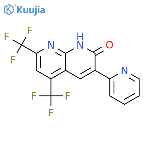 1,8-Naphthyridin-2(1H)-one, 3-(2-pyridinyl)-5,7-bis(trifluoromethyl)- structure