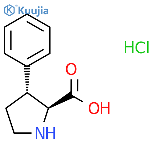 rac-(2R,3S)-3-phenylpyrrolidine-2-carboxylic acid hydrochloride structure