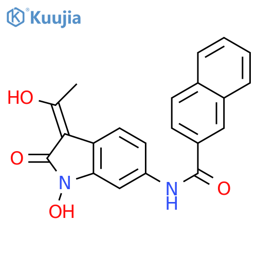 N-(3Z)-1-hydroxy-3-(1-hydroxyethylidene)-2-oxo-2,3-dihydro-1H-indol-6-ylnaphthalene-2-carboxamide structure
