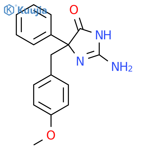 2-amino-5-[(4-methoxyphenyl)methyl]-5-phenyl-4,5-dihydro-1H-imidazol-4-one structure