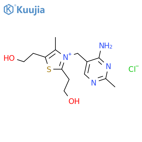 Thiazolium,3-[(4-amino-2-methyl-5-pyrimidinyl)methyl]-2,5-bis(2-hydroxyethyl)-4-methyl-,chloride (1:1) structure