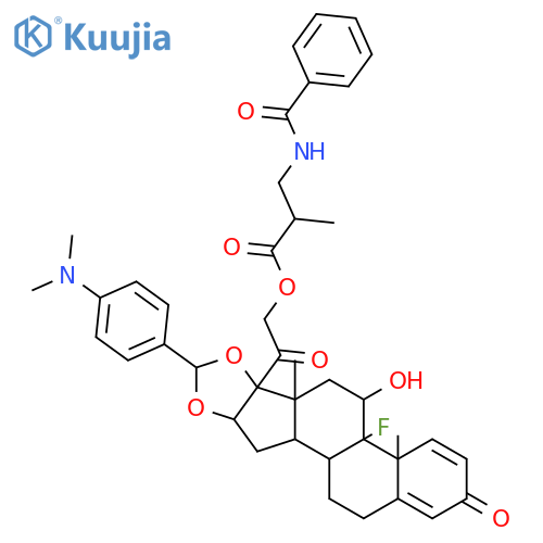 Pregna-1,4-diene-3,20-dione,21-[3-(benzoylamino)-2-methyl-1-oxopropoxy]-16,17-[[[4-(dimethylamino)phenyl]methylene]bis(oxy)]-9-fluoro-11-hydroxy-,(11b,16a)- (9CI) structure