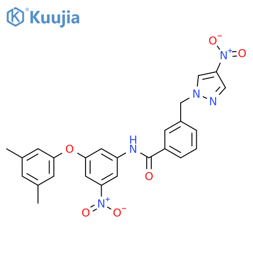 <br>N-[3-(3,5-Dimethyl-phenoxy)-5-nitro-phenyl]-3-(4-nitro-pyrazol-1-ylmethyl)- benzamide structure