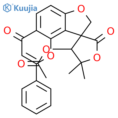 (4S)-5,5-dimethyl-2,4'-dioxo-2'-phenyl-4,5-dihydro-4'H-spiro[furan-3,9'-furo[2,3-h]chromen]-4-yl acetate structure