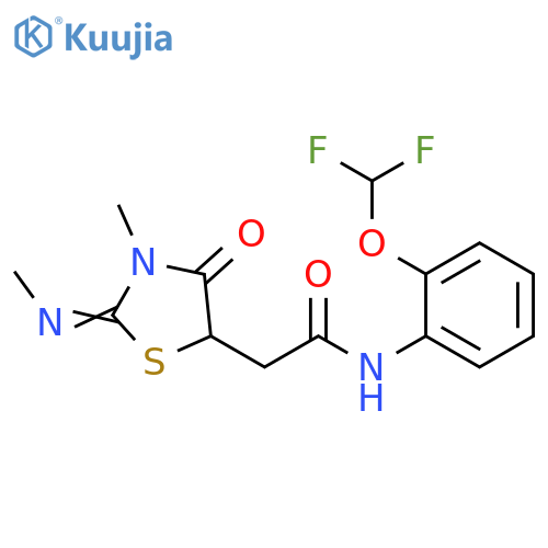 N-2-(difluoromethoxy)phenyl-2-(2E)-3-methyl-2-(methylimino)-4-oxo-1,3-thiazolidin-5-ylacetamide structure