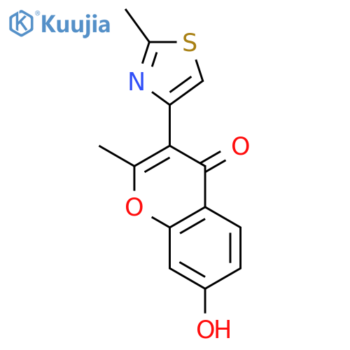 4H-1-Benzopyran-4-one, 7-hydroxy-2-methyl-3-(2-methyl-4-thiazolyl)- structure