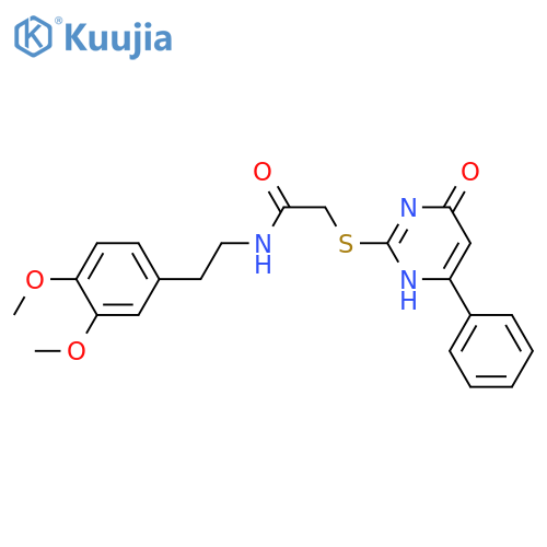 N-2-(3,4-dimethoxyphenyl)ethyl-2-(6-oxo-4-phenyl-1,6-dihydropyrimidin-2-yl)sulfanylacetamide structure