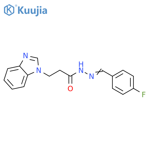 3-(1H-1,3-benzodiazol-1-yl)-N'-[(1E)-(4-fluorophenyl)methylidene]propanehydrazide structure