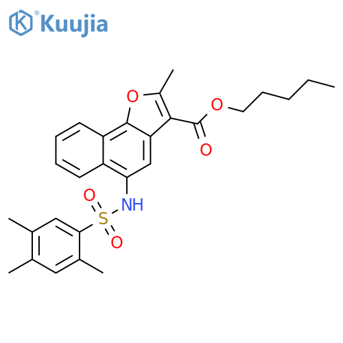 pentyl 2-methyl-5-(2,4,5-trimethylbenzenesulfonamido)naphtho1,2-bfuran-3-carboxylate structure