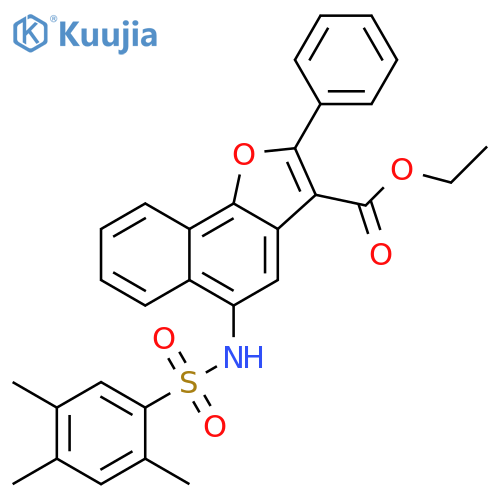 ethyl 2-phenyl-5-(2,4,5-trimethylbenzenesulfonamido)naphtho1,2-bfuran-3-carboxylate structure