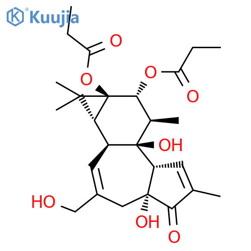 5H-Cyclopropa[3,4]benz[1,2-e]azulen-5-one,1,1a,1b,4,4a,7a,7b,8,9,9a-decahydro-4a,7b-dihydroxy-3-(hydroxymethyl)-1,1,6,8-tetramethyl-9,9a-bis(1-oxopropoxy)-,(1aS,2R,3R,3aS,3bS,6aR,9aS,9bR)- structure