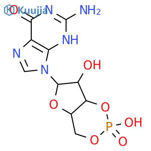 2-amino-9-[(6R,7S)-2,7-dihydroxy-2-oxidotetrahydro-4H-furo[3,2-d][1,3,2]dioxaphosphinin-6-yl]-3,9-dihydro-6H-purin-6-one structure