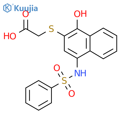 2-[4-(Benzenesulfonamido)-1-hydroxynaphthalen-2-yl]sulfanylacetic acid structure