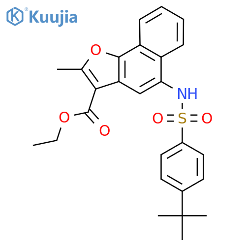 ethyl 5-(4-tert-butylbenzenesulfonamido)-2-methylnaphtho1,2-bfuran-3-carboxylate structure
