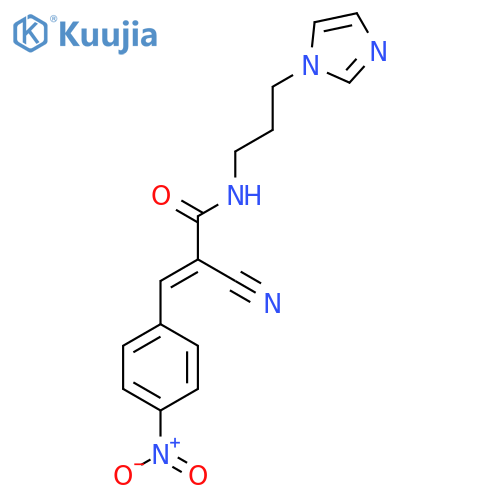 (E)-2-cyano-N-(3-imidazol-1-ylpropyl)-3-(4-nitrophenyl)prop-2-enamide structure