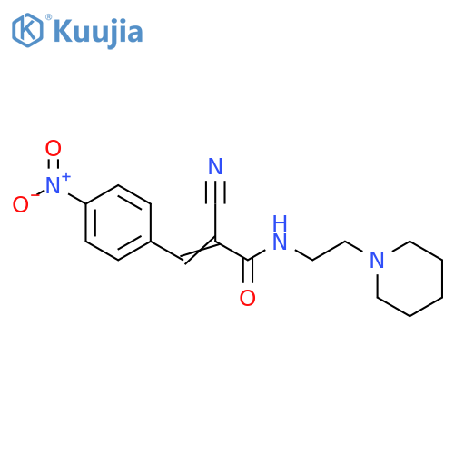 (Z)-2-cyano-3-(4-nitrophenyl)-N-(2-piperidin-1-ylethyl)prop-2-enamide structure