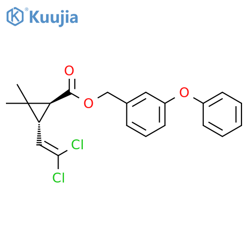 Cyclopropanecarboxylicacid, 3-(2,2-dichloroethenyl)-2,2-dimethyl-, (3-phenoxyphenyl)methyl ester,(1R,3S)- structure
