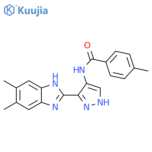 Benzamide,N-[3-(5,6-dimethyl-1H-benzimidazol-2-yl)-1H-pyrazol-4-yl]-4-methyl- structure