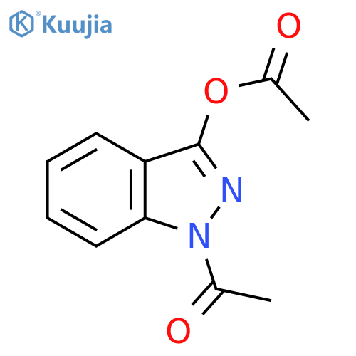 1H-Indazol-3-ol, 1-acetyl-, acetate (ester) structure