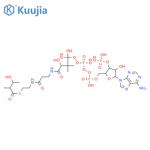 [5-(6-aminopurin-9-yl)-4-hydroxy-2-[[hydroxy-[hydroxy-[3-hydroxy-3-[2-[2-(3-hydroxy-2-methyl-butanoyl)sulfanylethylcarbamoyl]ethylcarbamoyl]-2,2-dimethyl-propoxy]-phosphoryl]oxy-phosphoryl]oxymethyl]oxolan-3-yl]oxyphosphonic acid structure